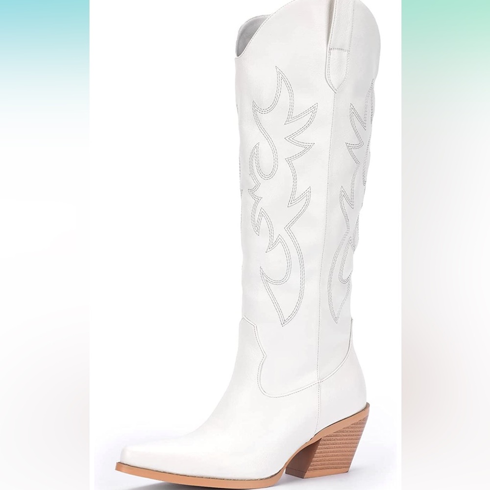 White cowboy boots size 10 (worn once)